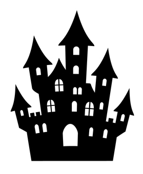 #3331お城 #3331お城 お城,ハロウィン,洋館,廃墟,建物,建築物,お化け屋敷,シルエット,ホラー,黒のイラスト素材
