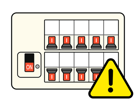 分電盤注意のイラスト 分電盤,ブレーカー,注意,電気,詐欺,点検商法,住宅用,回路,遮断,漏電のイラスト素材