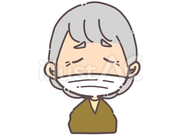 マスクを着用した老女 マスク,マスク着用,大人のイラスト素材