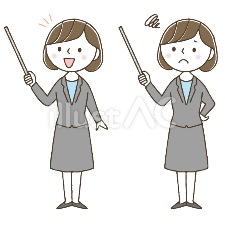 指示棒/差し棒をもつかわいいビジネス女性 女性,ビジネス,指示棒のイラスト素材