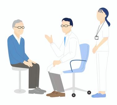 患者を診察する医者のシンプルイラスト素材 患者を診察する医者のシンプルイラスト素材 医師,医者,ドクター,医療従事者,先生,白衣,看護師,患者,女性,男性のイラスト素材