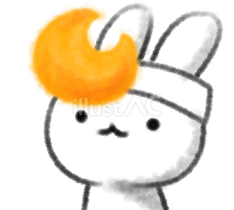 月マークをつけたうさぎ うさぎ,動物,可愛いのイラスト素材