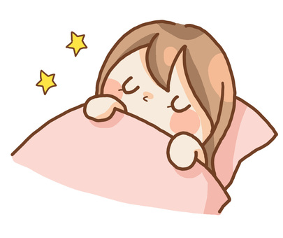 寝ている女の子 睡眠,睡眠時間,安眠,すやすや,寝かしつけ,寝る,熟睡,ベッド,布団,生活習慣のイラスト素材