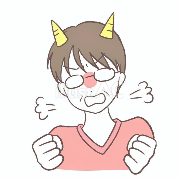 怒って角が生える上司のスタッフ 医療従事者,スタッフ,スクラブのイラスト素材