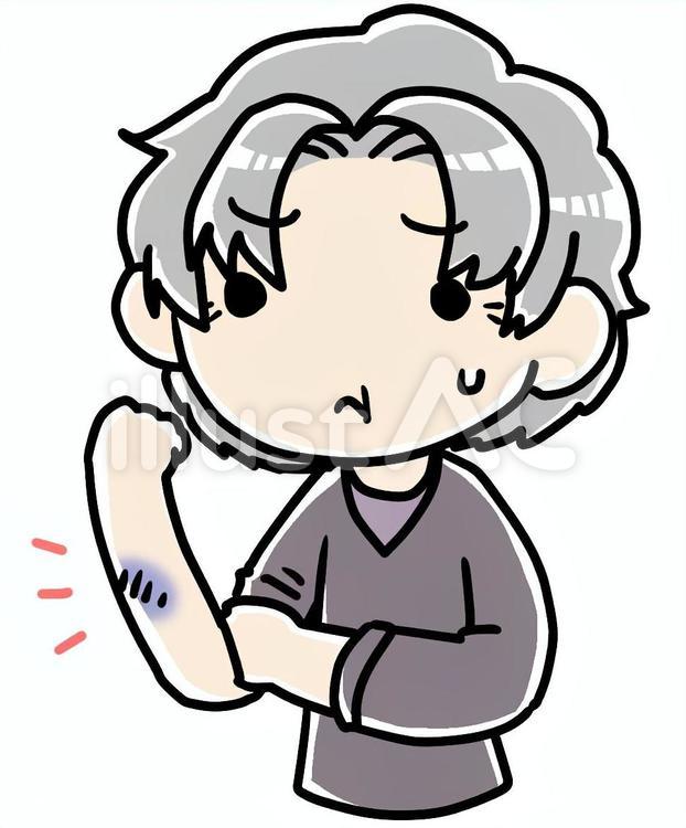青あざのあるおばあさん 青あざ,おばあさん,負傷のイラスト素材