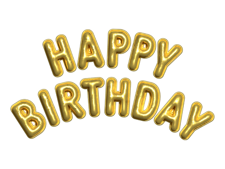 バルーン文字アーチ 誕生日 ゴールド 金 バルーン,立体,happy,birthday,3d,風船文字,風船,飾り,立体文字,お誕生日のイラスト素材