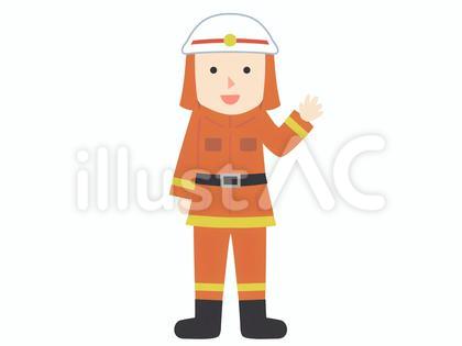 挨拶する消防士のイラスト