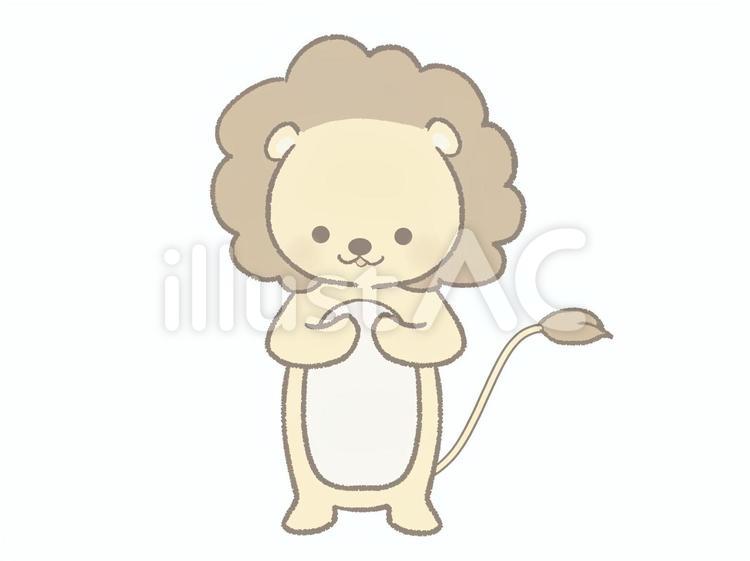 笑顔のライオンのイラスト２　線あり ライオン,動物,笑顔のイラスト素材