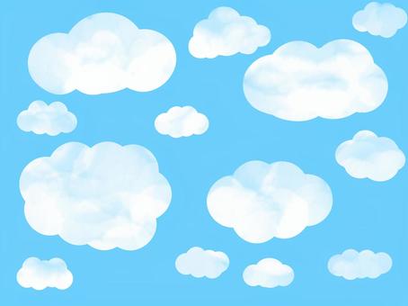水彩風の雲 背景,水彩,雲,クラウド,テクスチャ,むら,もや,まだら,グラデーション,滲みのイラスト素材