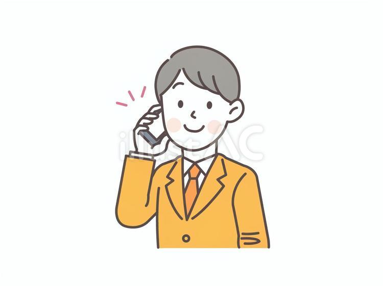 笑顔でスマホの電話する会社員男性 会社員,人物,男性のイラスト素材