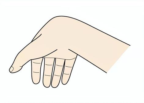 手　183　色付き 手,指,リアル,片手,腕,曲げる,あてる,押さえる,支える,まねくのイラスト素材
