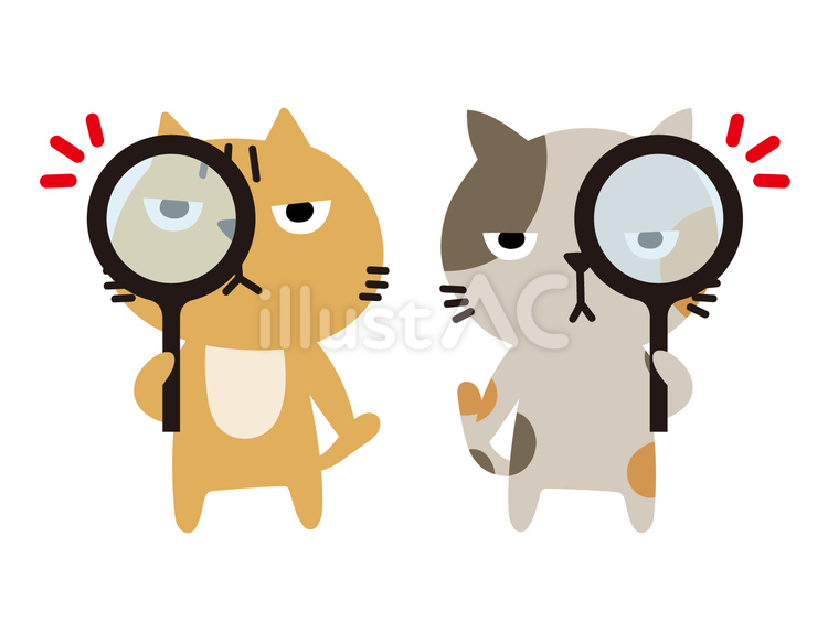 拡大猫 猫,子猫,ぶち猫のイラスト素材