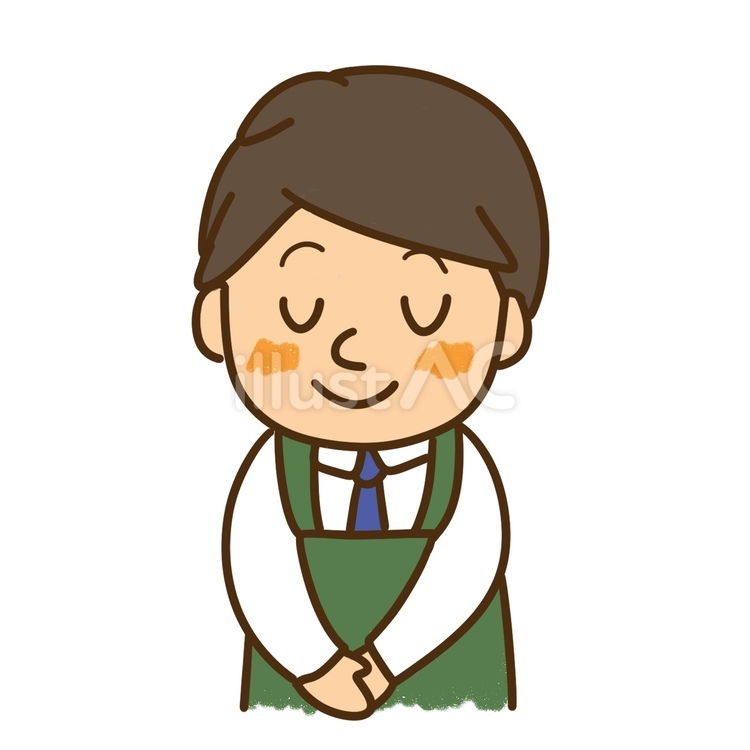 お辞儀するスーパーの男性店員イラスト スーパー,店員,男性のイラスト素材
