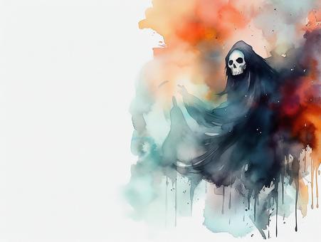 Illustration, grim reaper, simple, colorful, 