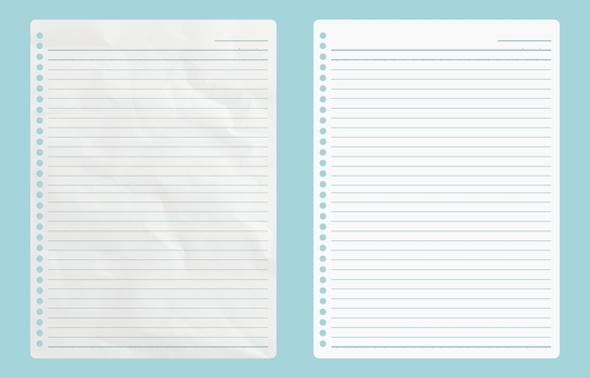 水色の罫線のルーズリーフ ルーズリーフ,ノート,紙,用紙,罫線,線,メモ帳,水色,白,イラストのイラスト素材