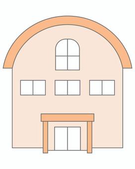 体育館（線あり） 体育館,公共施設,建物,建築物,屋根,学校,施設,家,イラスト,線ありのイラスト素材