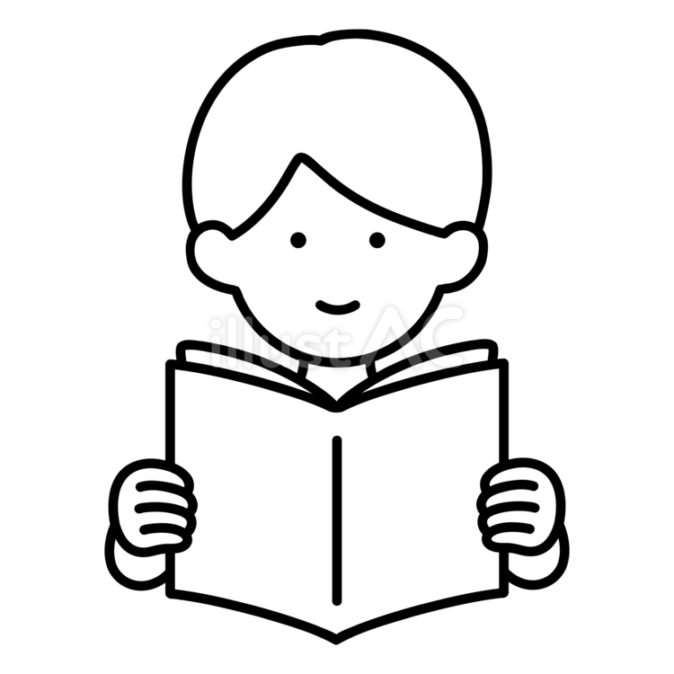 本を読む男性(モノクロ) 読書,人物,男性のイラスト素材