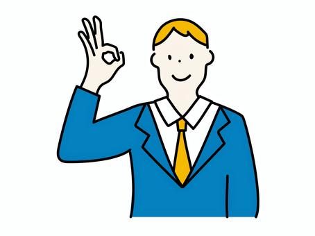 指でOKサインを出すスーツ姿の男性 ok,サイン,許可,正解,大丈夫,手,指,合格,スーツ,男性のイラスト素材