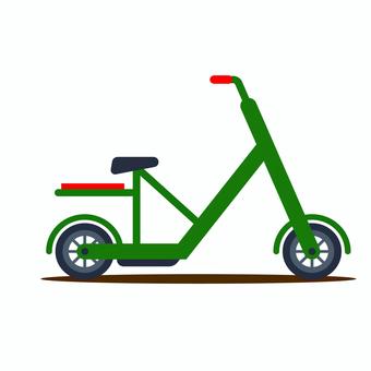 乗り物 097 スクーター,キックスクーター,小型車両,タイヤ,ハンドル,二輪,緑,乗り物,移動手段,シンプルのイラスト素材