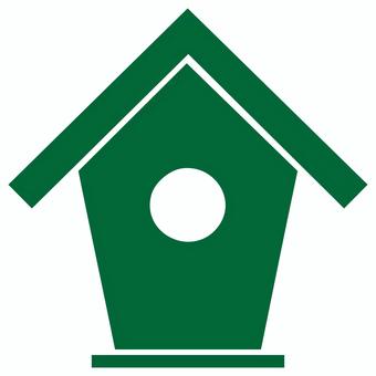 鳥の巣箱のアイコン 緑 巣箱,鳥,野鳥,ヒナ,小鳥,庭,飼育,餌付け,木製,アイコンのイラスト素材