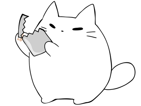 ねこ 開封の儀 ねこ 開封の儀 ねこ,白猫,開封,袋,肉球,主線あり,イメージ,動物,ゆるかわ,かわいいのイラスト素材