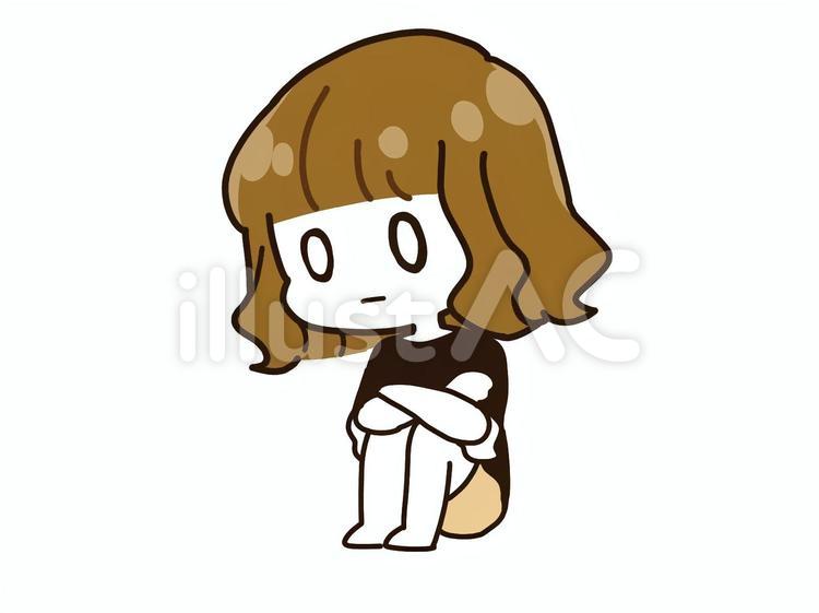 無表情　体育座り 体育座り,座る,女の子のイラスト素材