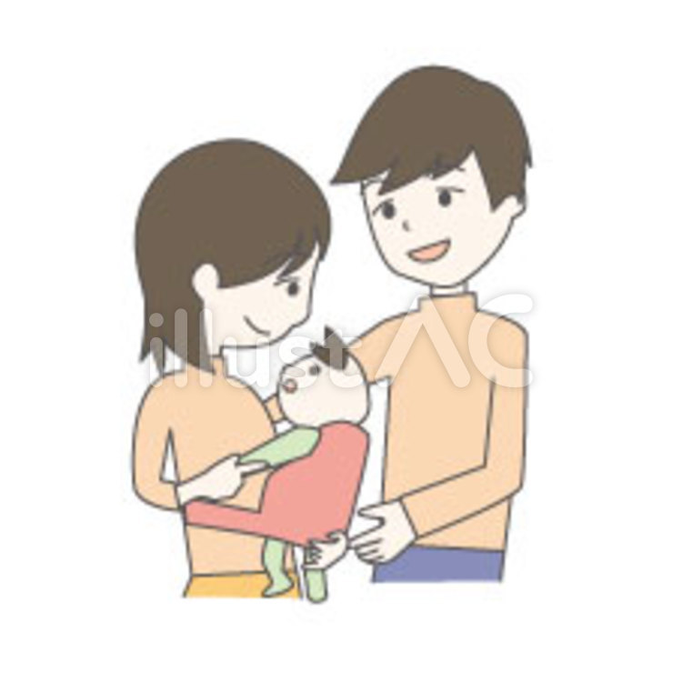 夫婦と赤ちゃん 夫婦,赤ちゃん,家族のイラスト素材