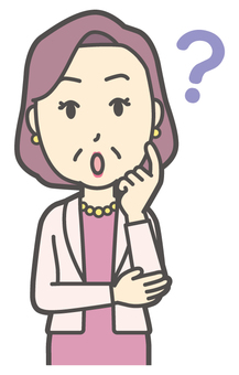  お金持ちマダム-059-バスト はてな,おばさん,中年,女性,富裕層,マダム,裕福,お金持ち,ミセス,おばちゃんのイラスト素材