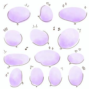 水彩のかわいいフキダシ 吹き出し,フキダシ,紫,パープル,グラフィック,水彩,フレーム,セット,バリエーション,イラストのイラスト素材
