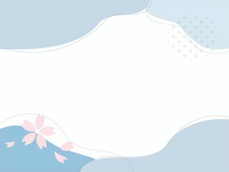 春の流体シェイプのブルーのフレーム 桜