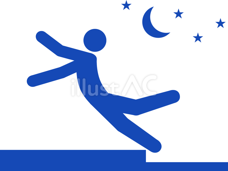 夜に階段や段差でつまずき転ける人（青） 階段,段差,高低差のイラスト素材