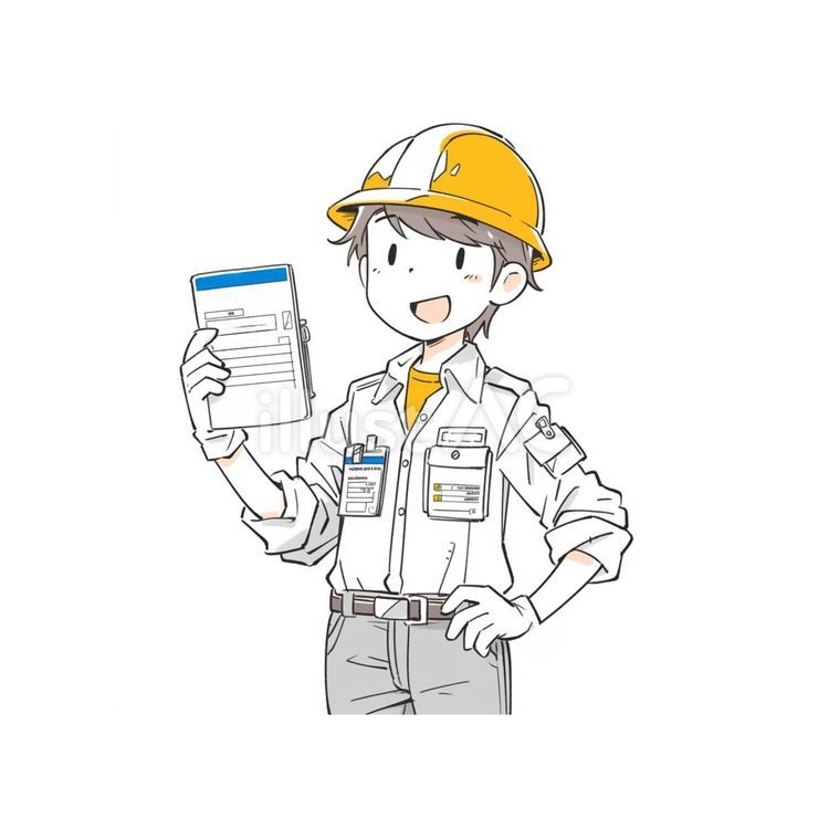 現場で確認作業をする建設作業員 作業員,建設,現場のイラスト素材