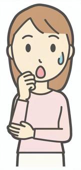  ロングヘア女性-242-バスト 心配,女性,女の子,人物,かわいい,焦る,表情,感情,困る,困惑のイラスト素材