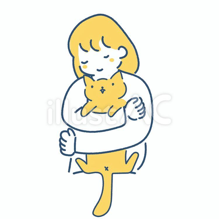 猫　抱っこ　女性 猫,抱っこ,人物のイラスト素材