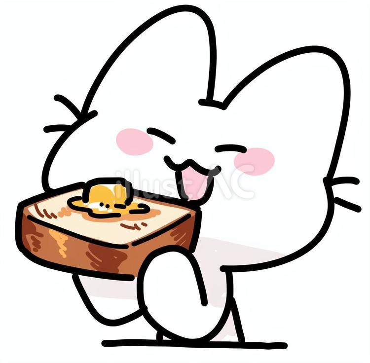 ゆるいネコとトースト ネコ,トースト,バターのイラスト素材