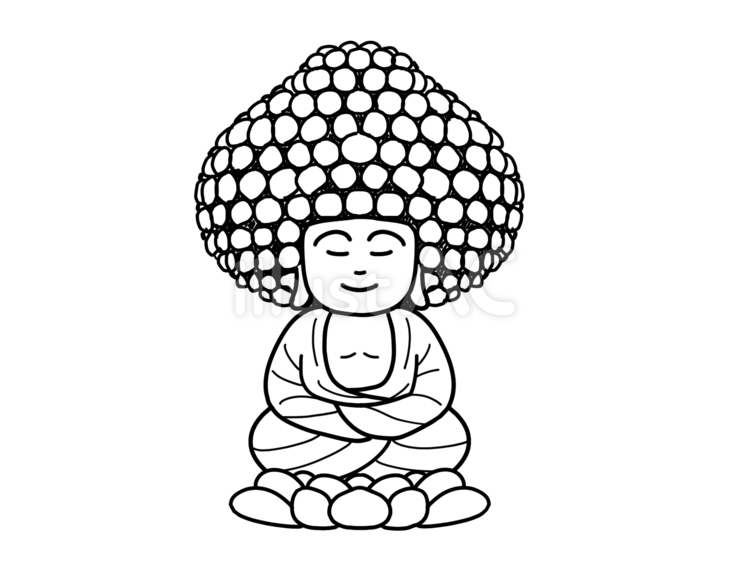 五劫思惟阿弥陀仏(ぬり絵) 五劫思惟阿弥陀仏,仏像,螺髪のイラスト素材