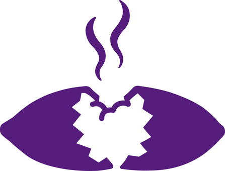 ピクトグラムの紫の焼き芋です。 ピクトグラム,焼き芋,シンプル,さつまいも,芋,ホクホク,スイーツ,甘い,温かい,おやつのイラスト素材