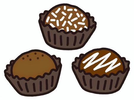 手作り生チョコトリュフ３個 生チョコトリュフ,トリュフ,生チョコ,ガナッシュ,丸,手作り,バレンタイン,ギフト,プレゼント,粉砂糖のイラスト素材