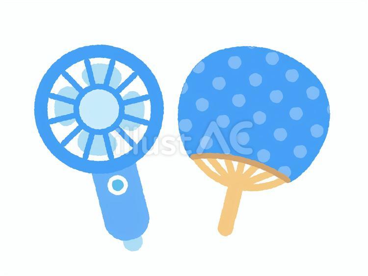 熱中症対策／ハンディファンとうちわ ハンディファン,熱中症,熱中症対策のイラスト素材