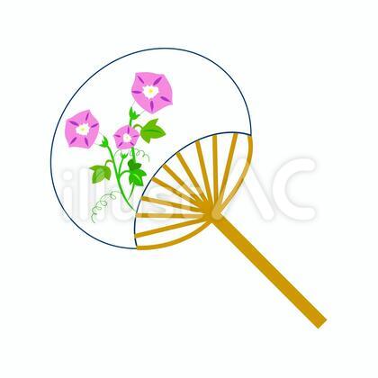 朝顔のうちわ ピンク