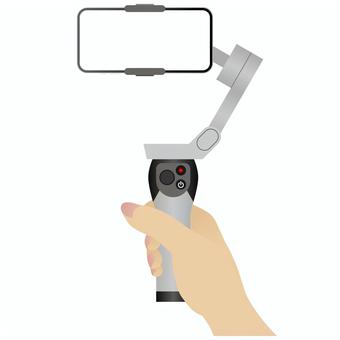 横向きスマホのジンバルを握る スマートフォン,撮影,機材,動画,ジンバル,スタビライザー,手,握る,vログのイラスト素材