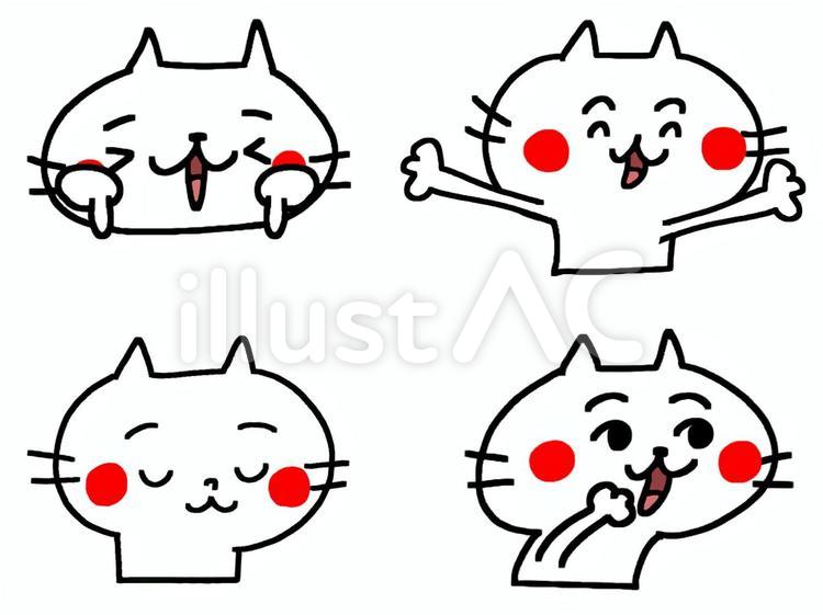 猫の顔　4つ 猫,顔,リアクションのイラスト素材