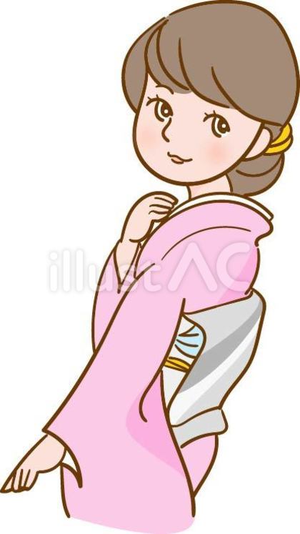 着物姿で振り向く女性