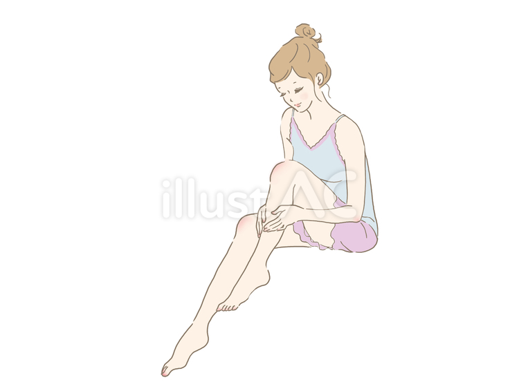 クリームを塗る女性 ボディケア,ボディ,女性のイラスト素材