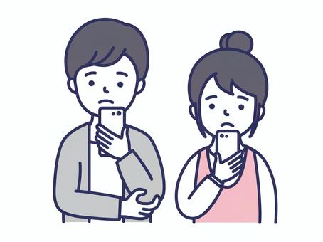 スマホを操作する人 スマホ,見る,女性,男性,スマートフォン,ネット,予約,主婦,sns,連絡のイラスト素材