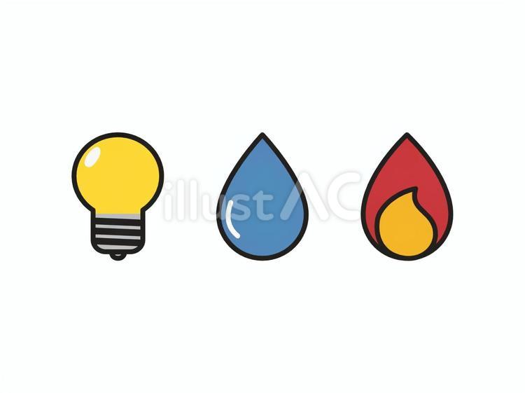 電気代・水道代・ガス代 電気代,水道代,ガス代のイラスト素材