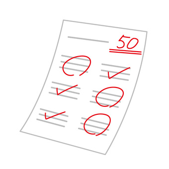 テスト テスト,試験,受験,学力,学問,勉強,50点,赤点,成績,学習のイラスト素材