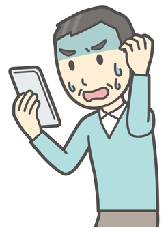  ニット中年男性-244-バスト スマホ,びっくり,おじさん,男性,中年,お父さん,パパ,シニア,ミドルエイジ,人物のイラスト素材