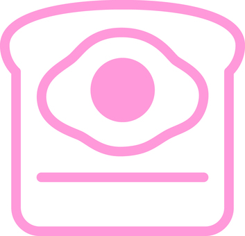 ピクトグラムのピンクのクロックマダムです ピクトグラム,クロックマダム,シンプル,ホットサンド,トースト,目玉焼き,ハム,チーズ,カフェ,ベシャメルソースのイラスト素材