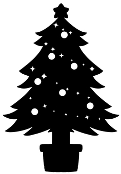 黒のクリスマスツリーのシルエット クリスマス,クリスマスツリー,オーナメント,シルエット,モミの木,黒,針葉樹,飾り,装飾,クリスマスパーティーのイラスト素材